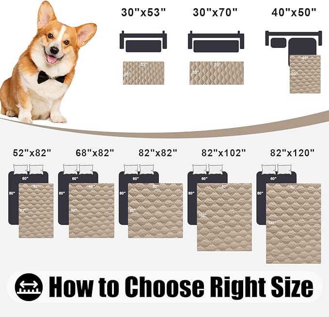 Smiry Waterproof Dog Bed Cover Blanket, Soft Reversible Pet Blanket, Washable Leakproof Cats Dogs Couch Cover for Sofa, Couch, Furniture (68x82 Inch, Taupe/Beige)