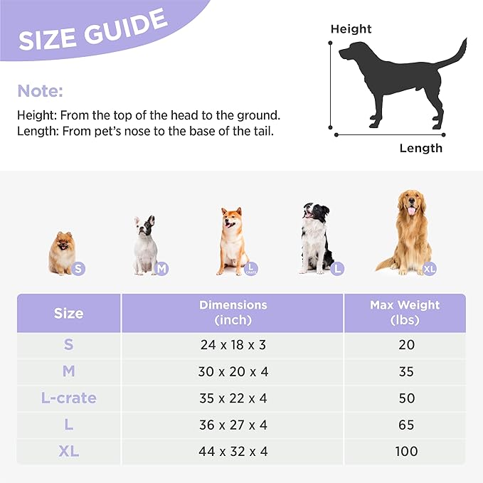 Lesure Cute Orthopedic Dog Bed Medium Size Dog, Waterproof Chic Flat Pet Beds with Removable Washable Cover, Fuzzy Thick Egg Crate Foam Pet Mat for Indoor Use (30" x 20", Cream)