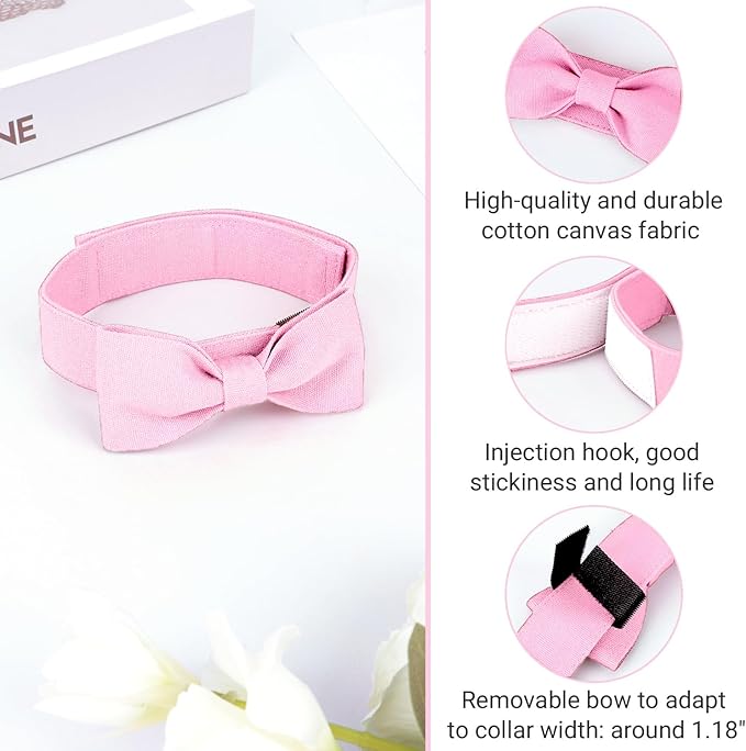 Segarty Dog Bow Tie Collar, Adjustable Pink Bowtie for Small Medium Dogs, Durable Cat Neck Tie Tuxedo Comfortable Cotton Girl Pets Grooming Accessories for Formal Wedding Holiday Birthday Gift Party