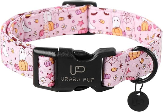 Halloween Dog Collar,Lightweight Pink Halloween Puppy Collar with Plastic Buckle,Fancy for Dogs,Suitable for Small Medium Large Girl or Boy Dogs
