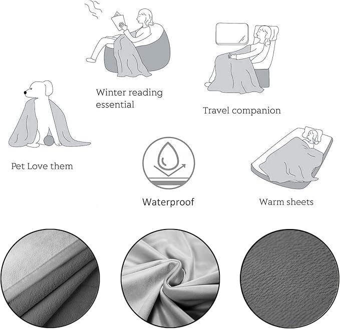 Ameritex Pet Bed Blanket Reversible 100% Waterproof Velvet Super Soft for Sofa and Bed