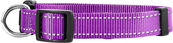 Native Pup Reflective Dog Collar,Bright Glow Colors for Night Safety, Adjustable for Small, Medium, Large pet and Puppies Accessories, Male, Female, boy, Girl, Puppy (Small, Purple)