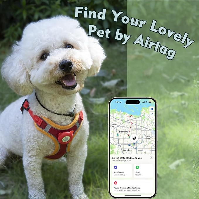 Airtag Cat Harness and Leash Set - Soft Nylon, Adjustable, Escape Proof, Reflective (Red, Medium)