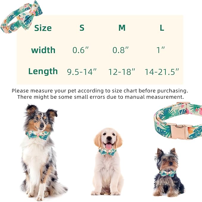 Adjustable Bow Tie Dog Collar Printed Cute Patterns Spring Summer Soft Pet Collars for Small Medium Large Dogs