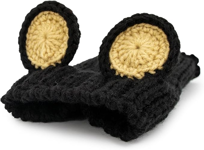Zoo Snoods Black Bear Costume - Warm Knit Dog Snood Wrap for Pets, Neck Ear Cover Protection, Halloween Winter (Small)