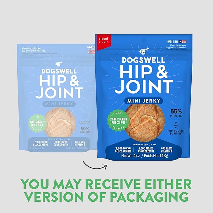 DOGSWELL 842227 Hip & Joint Mini Jerky Pet Food, 4 Oz (842227)