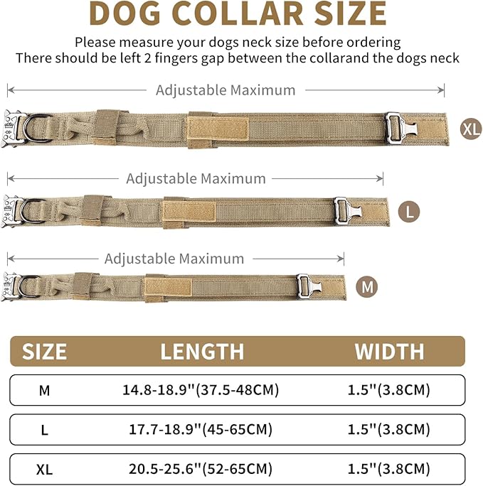 COOYOO Tactical Dog Collar Set - Adjustable Military Nylon Collar with Control Handle and Heavy Metal Buckle for Medium and Large Dogs