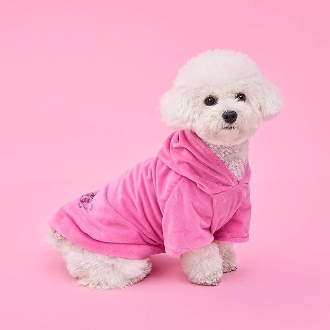 Juicy Couture Bling Velour Pet Hoodie - Hot Pink - XS/S (2-7 lbs.) - Pet Hoodies for Small Dogs or Cats