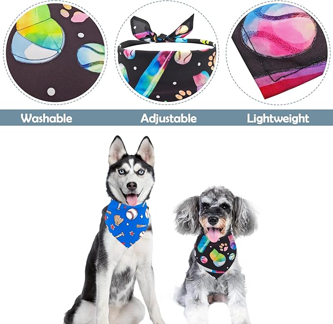 7 PCS Baseball Dog Bandanas for Small Dogs Kittens 18 Inch Polyester Dog Bandana for Puppy Doggy XS Scarves Game Day Grooming S