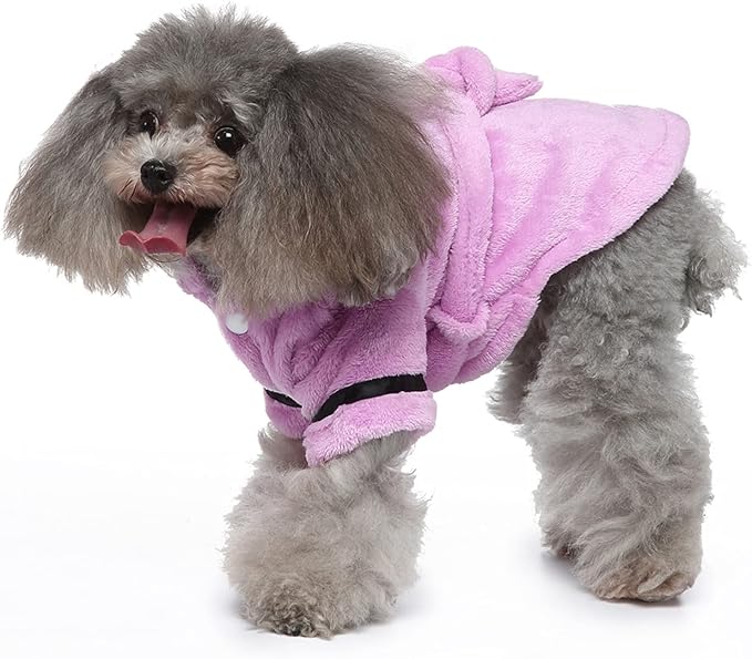 Petyoung Pet Bathrobe Dog Pajama Thickened Hooded Bathrobe Quick Drying and Super Absorbent Dog Bath Towel Soft Pet Nightwear for Puppy Small Dogs Cats