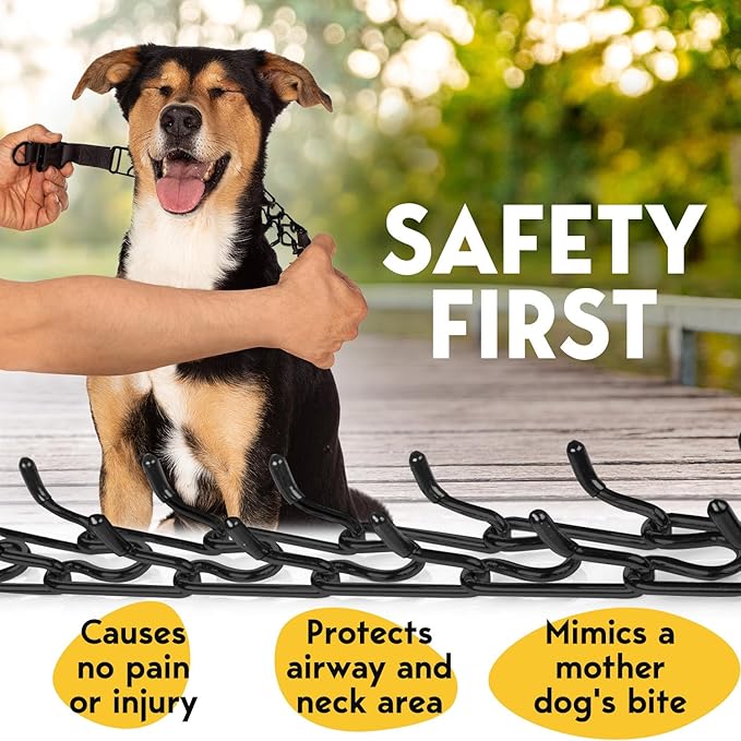 PetJett Prong Collar for Dogs - No Pull Choke Collar for Dogs, Pinch Collar for Dog Adjustable Training Collar for Small Medium Large Dog - Safety Durable Stainless Steel Metal Choker Chain