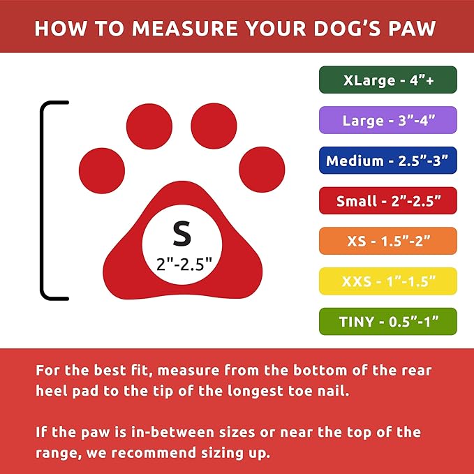PawZ Rubber Dog Boots for Paws to 2 1/2" - All-Weather Dog Booties for Hot Pavement, Sand, Snow, Mud, and Rain - Anti Slip Dog Socks - S, Red
