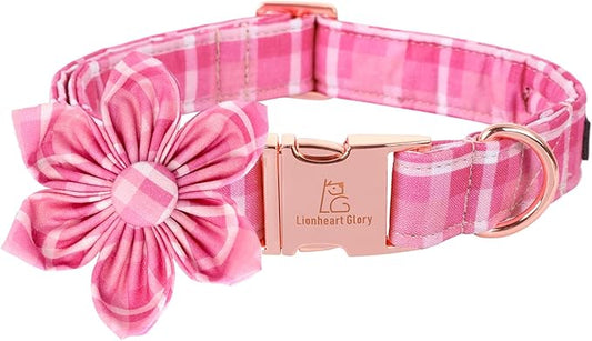 Lionheart Glory Pink Floral Pattern Adjustable Collar for Medium Dogs