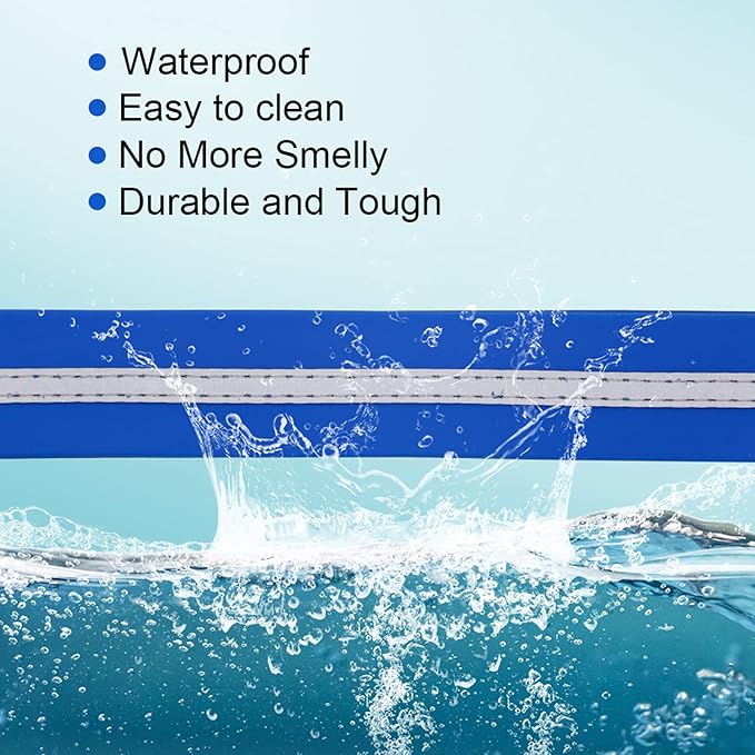 NIMBLE Dog Collar Waterproof Pet Collars Anti-Odor Durable Adjustable PVC & Polyester Soft with Reflective Cloth Stripe Basic Dog Collars S/M/L Sizes (Medium (11.81”-18.5”inches), Blue)