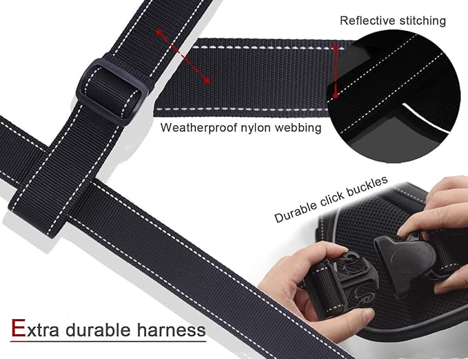 Heavy Duty Dog Harness for Large Dogs, No Pull Dog Vest Harness with Handle Extensible, Reflective Stitching (XL)