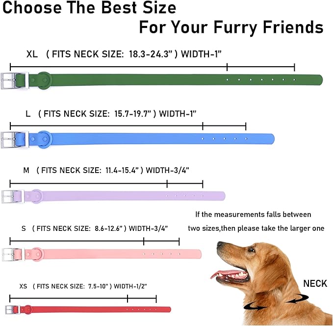 ZALER Waterproof Dog Collar, Adjustable Odor Proof Dog Collars Easy to Clean, Soft Comfortable Pet Collars for Large, Medium Small Dogs (Pink, L(Length:15.7''-19.7''; Width:1''))