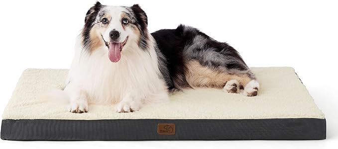 Bedsure XL Dog Bed for Crate - Large Orthopedic Waterproof Pet Beds with Removable Washable Cover, Egg Crate Foam Crate Mat, Suitable for Pet Up to 90 lbs