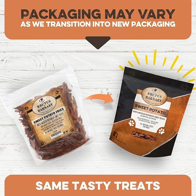 BRUTUS & BARNABY Sweet Potato Dog Treats- No Additive Dehydrated Sweet Potato Fries, Grain Free, Gluten Free and No Preservatives Added (14 oz)