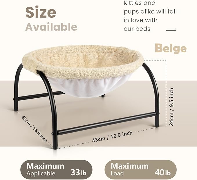 Cat Bed Dog Perch Pet Hammock Bed Pet Sleeping Cat Supplies Pet Supplies Whole Wash Stable, Detachable, Breathable, Easy Assembly Indoors Outdoors, 16.9 in x 16.9 in x 9.5 in