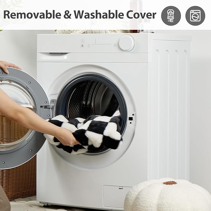 BFPETHOME Cat Couch & Dog Couch Bed, Pet Sofa for Small Pet, Cute Cat Sofa, Checkered Dog Bed with Washable Cover (Black&White)