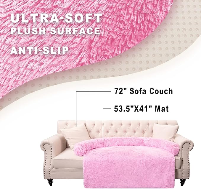 Dogs/Cats Bed Mats, Couch Cover for Dogs, Sofa Style Luxurious Mat for Pets, Waterproof Lining and Nonskid Bottom Perfect on Dog Crate, Cat Cage or in The Car. (Pink, XXLPlus)