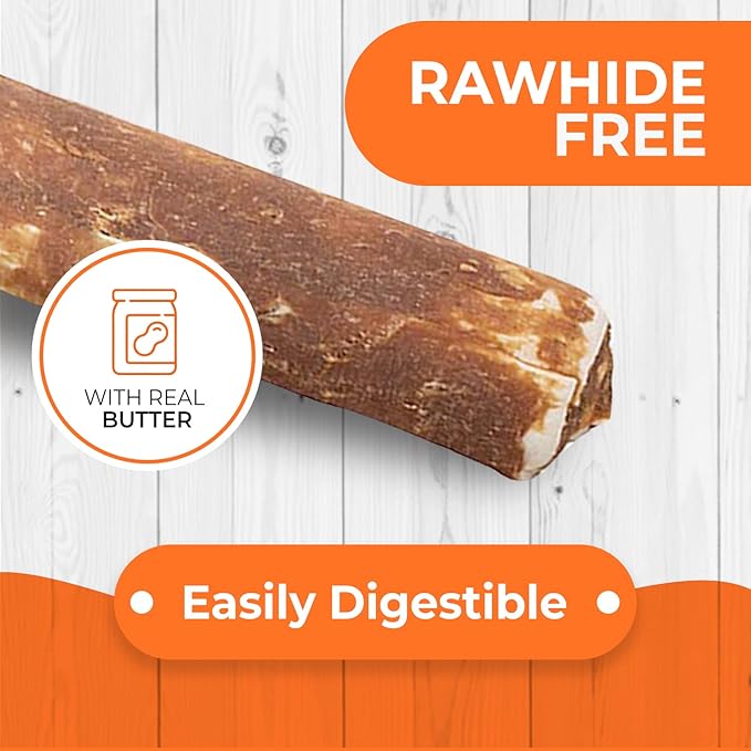 Canine Naturals Peanut Butter Chew - 100% Rawhide Free Dog Treats - Made with Real Peanut Butter - All-Natural and Easily Digestible - 2 Pack of 9 Inch Extra Large Rolls for Dogs 75 lbs and Upp