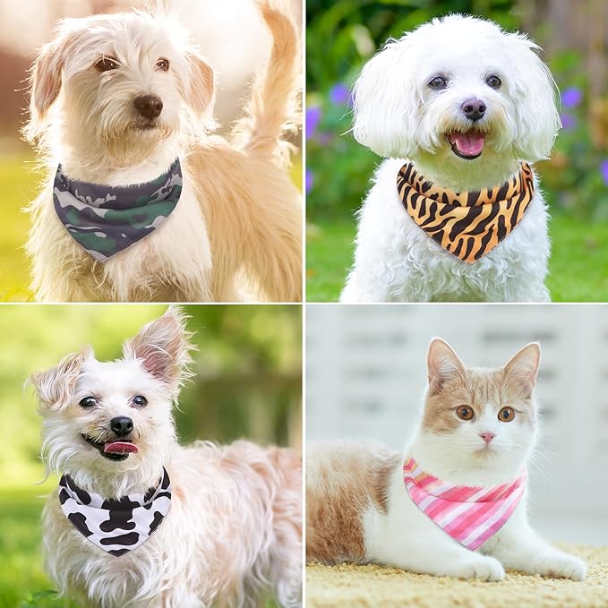 PAWCHIE Dog Bandanas Small Reversible Styles Pet Triangle Scarf Bibs - Adjustable with Two Snaps - Kerchief Set Accessories for Dogs, Puppy, Cats, S