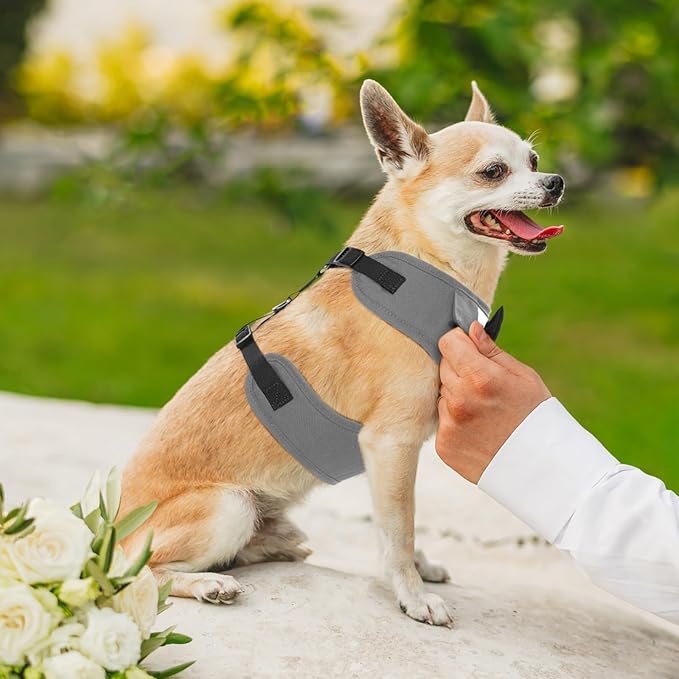 Kuoser Dog Tuxedo Harness, Adjustable No Pull for Small Medium Dogs, Wedding Suit with Bow Tie Party Costume, Gray XL