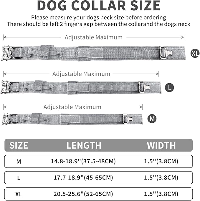 COOYOO Tactical Dog Collar Set, Adjustable Military Nylon Collar with Control Handle and Heavy Metal Buckle for Medium and Large Dogs