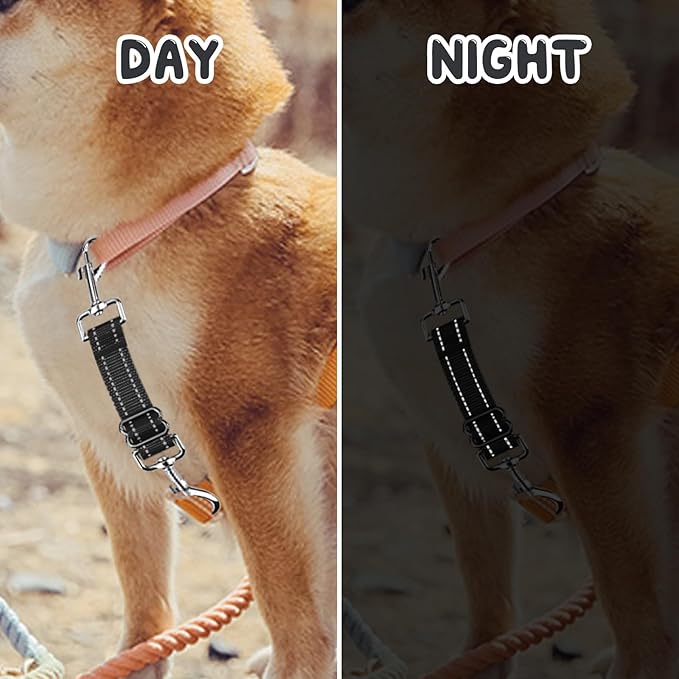 YUEPET Dog Safety Collar Clips 2 Pack Adjustable Prong Backup Clips Reflective Double Ended Backup Clasp Leash Connector for Dog Harness to Collar Safety Clip(Grey+Black)