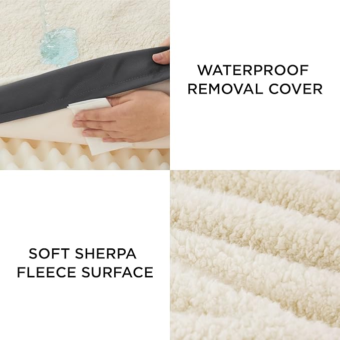 Bedsure Dog Bed Medium Size Dog - Orthopedic Waterproof Puppy Beds with Removable Washable Cover, Egg Crate Foam Pet Mat, Suitable for Pet Up to 35 lbs