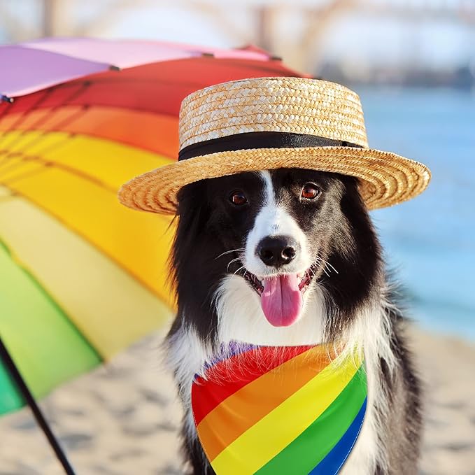 Whaline Rainbow Dog Bandanas Love is Love Pride Triangle Bibs Dog Paw Pet Scarf Reversible Double-Sided Pet Neckerchief for Pride Day Small Medium Large Pet Cat Dog Costume Accessories, 5 Pack