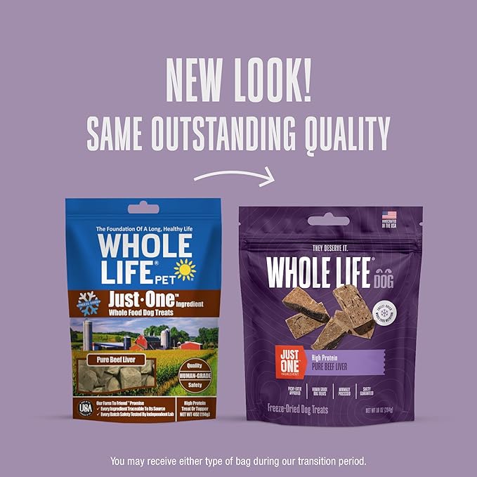 Whole Life Dog Just One Beef Liver Freeze Dried Dog Treats - Human Grade High Protein Food, Healthy Training Snacks, Freeze Dried Food Toppers, USA Made Natural Treats - 10 oz (Pack of 1)