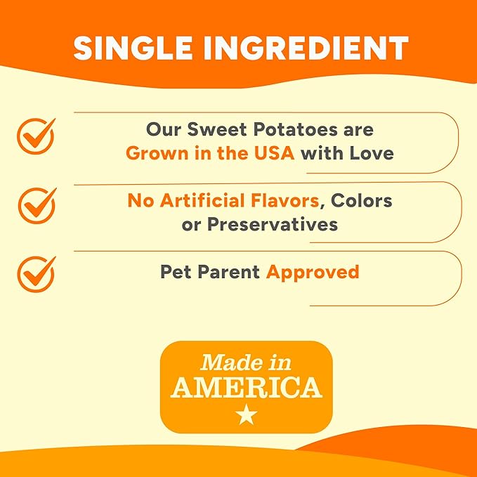 Gaines Family Farmstead Sweet Potato Dog Bones – 32 oz, All-Natural, Single Ingredient, Grain-Free Dog Treats for Digestive Health, Training & Rewards – High-Fiber, Made in USA