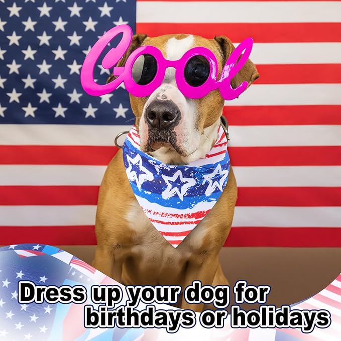 Sanwuta 120 Pcs Patriotic Dog Bandanas Bulk 4th of July Pet Scarves Adjustable Soft Cute Dog Triangle Scarfs for Medium Small Dogs Cats Large Puppy