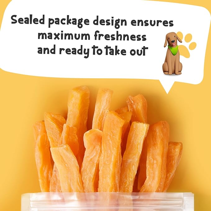 ASMPET Sweet Potato Dog Treats, Healthy Natural Low Fat Grain Free Treats, Gluten Free Vegetarian Snack Gift for Small Medium & Large Dogs, Vegan Dog Chews 10.6 oz