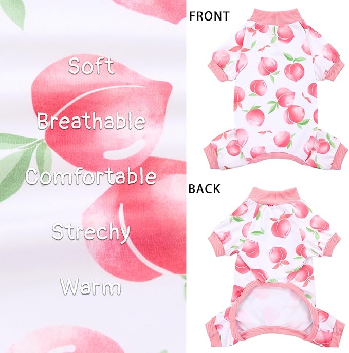 XPUDAC 4 Pieces Dog Pajamas Small Sized Dogs Boy Girl Strechy Soft Pjs Summer Pet Clothes for Dog Cat Puppy Onesies, M