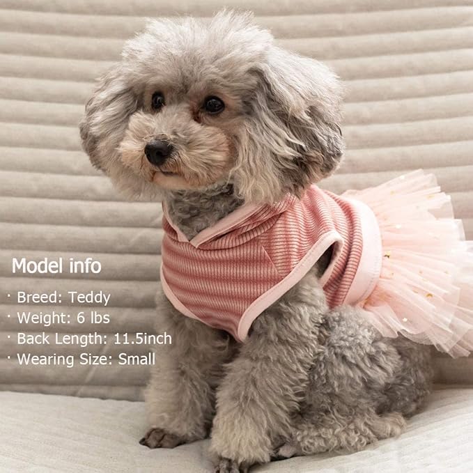 KYEESE Dog Sweater Dresses for Small Dogs with Hoodie Cat Dress Puppy Dog Dress with Leash Hole