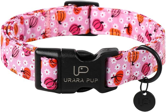 Halloween Pumpkin Dog Collar,Lightweight Pink Halloween Puppy Collar with Plastic Buckle,Fancy for Dogs,Suitable for Small Medium Large Girl or Boy Dogs
