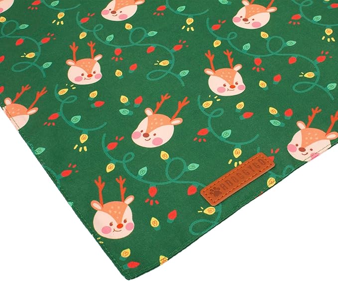 ADOGGYGO Christmas Dog Bandanas 2 Pack, Santa Deer Pattern Puppy Xmas Scarf Bib, Premium Durable Fabric, Pet Christmas Bandanas for Small Dogs (Small)