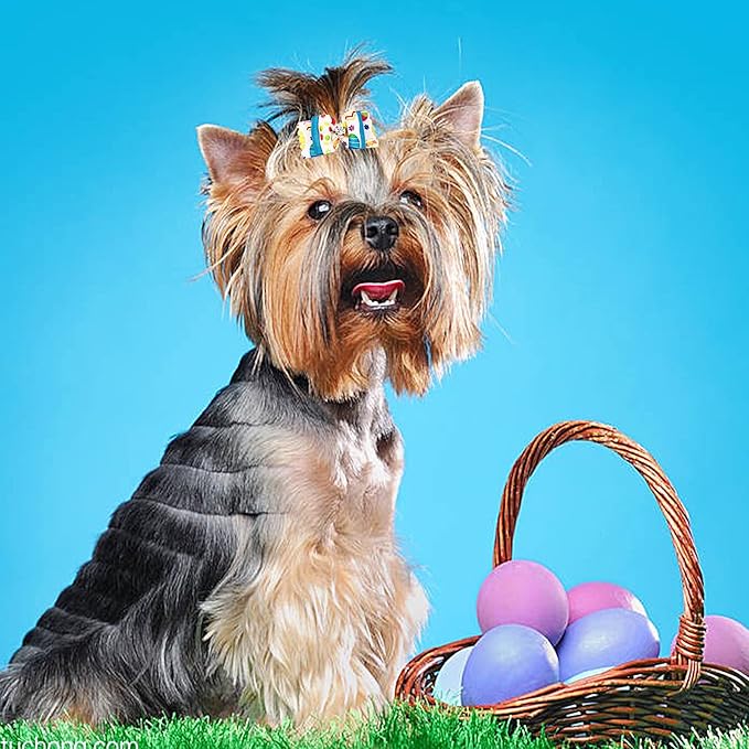PET SHOW 20pcs Easter Small Dog Hair Bows with Rubber Bands for Medium Dogs Bunny Rabbits Puppies Cats Kittens Rabbits Yorkie Topknot Grooming Costumes Hair Accessories