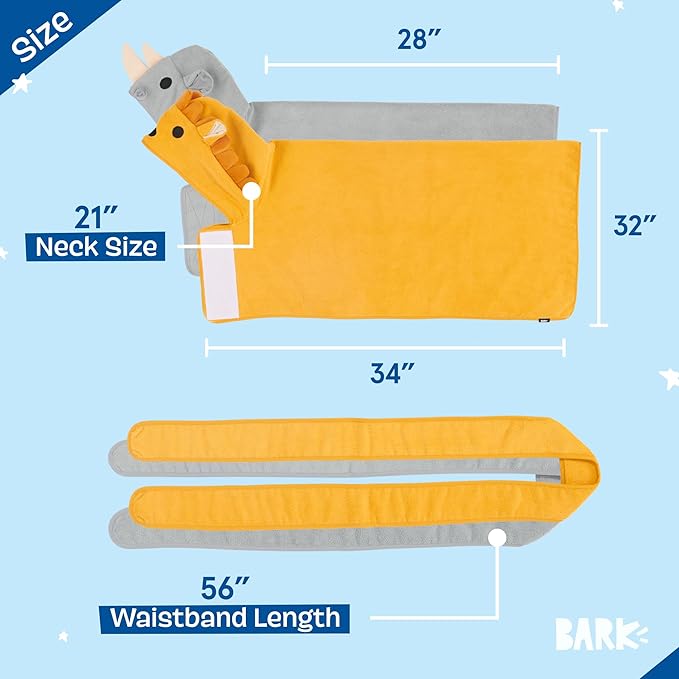 Barkbox Dog Bathrobe Bundle, Fast Drying with Hook and Loop Closure & Wrap Tie Snuggle, Cute Dogs Clothes, Easy to Clean, Machine Washable, Dog Coats and Tumble Dry Low - Lion/Rhino, Large