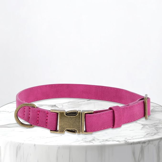 Dog Collar, Soft PU Durable Heavy Duty with Quick Release Metal Buckle, Puppy, Adjustable for Dogs Small Purple