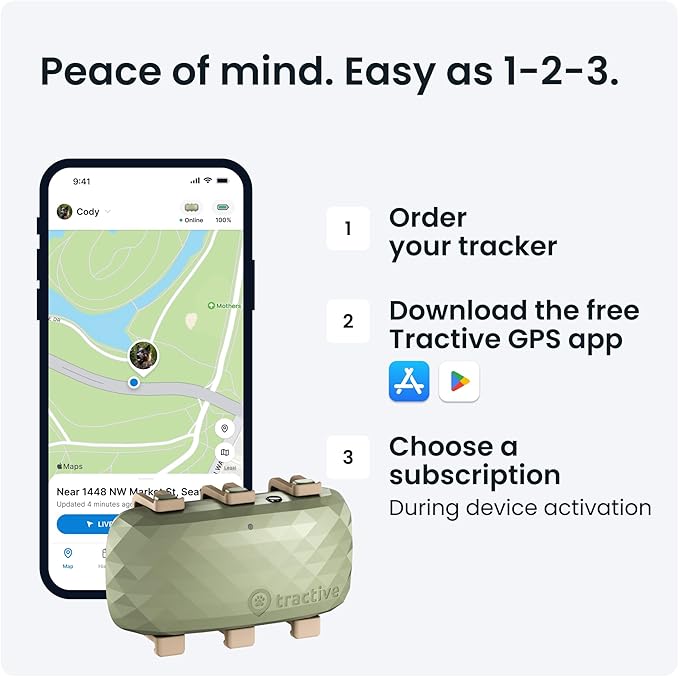 Tractive XL GPS Dog Tracker (50 lbs+) | Real-time Pet Location Tracker | Health & Wellness Alerts | Virtual Fence for Dogs | Dog Collar Attachment (Green)