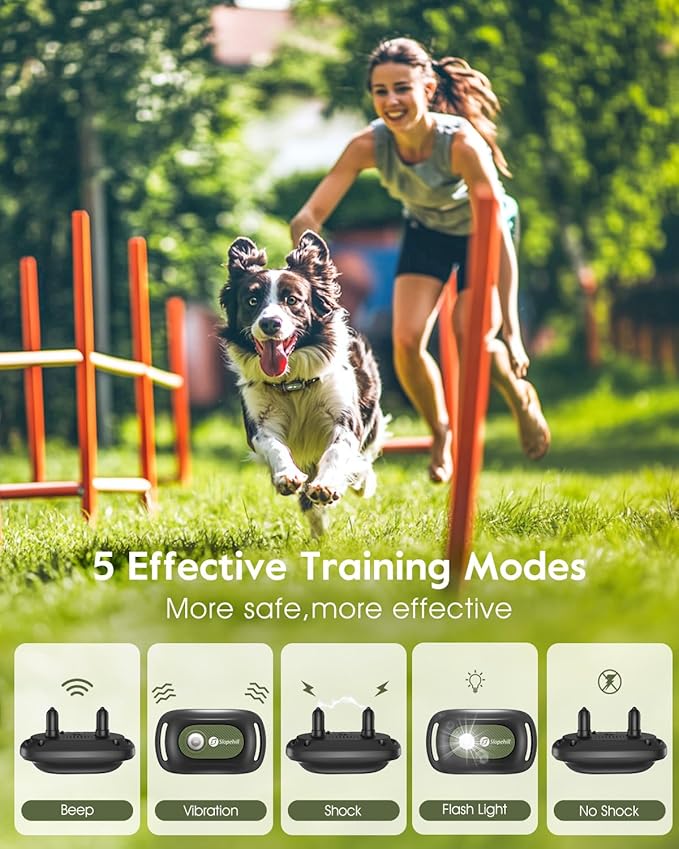 Dog Shock Collar,4200FT Dog Training Collar with Remote,IPX8 Waterproof E-Collar with Beep,Vibration,Shock,Flash Light,No Shock Mode,Electric Shock Collar for Small Medium Large Dogs,Green