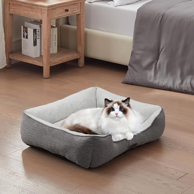 Dog Bed for Extra Small Dogs Breeds,Cat Bed,Puppy kennel bed,Deluxe Plush Dog Crate Beds,Comfy Durable Pet Sleeping bed,Washable rectangular dog bed & Non-Slip Bottom, Size (19"X16'' Grey)