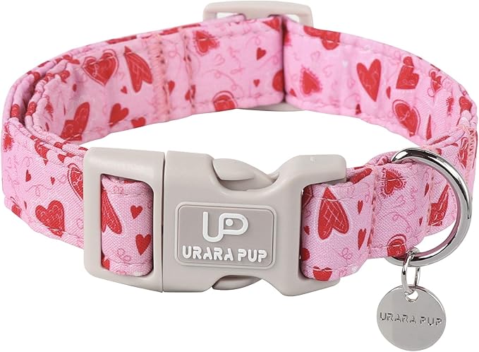 Valentine's Day Collar - Pink Heart Quick Release for Puppy Dogs
