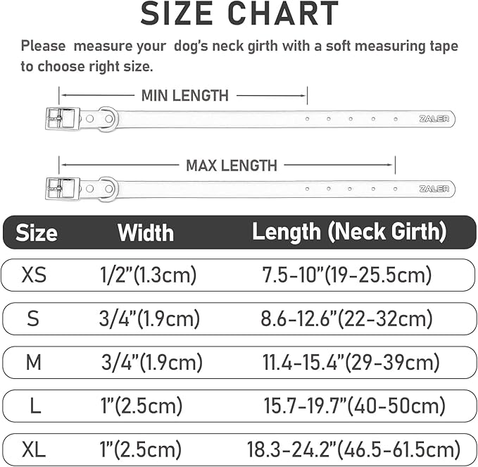 ZALER Waterproof Dog Collar, Adjustable Odor Proof Dog Collars Easy to Clean, Soft Comfortable Pet Collars for Large, Medium Small Dogs (XS, Black, 1pc)