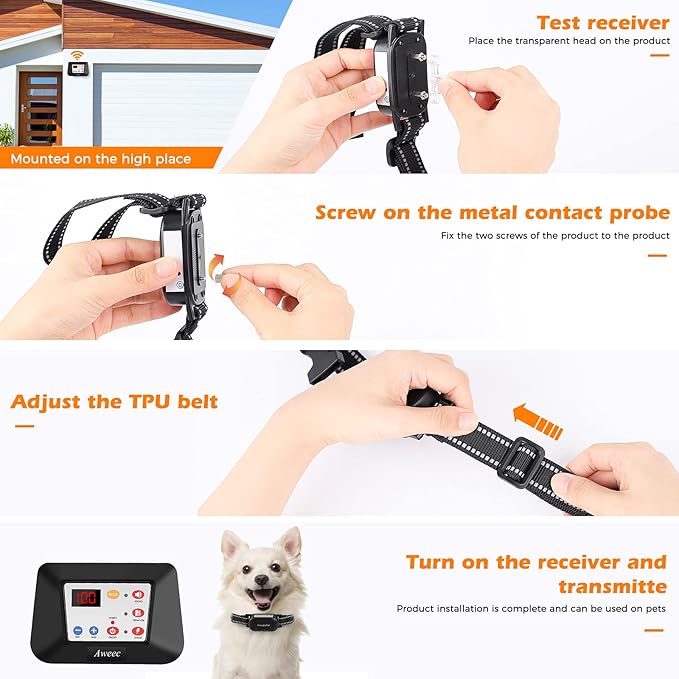Wireless Dog Fence, 2-in-1 Electric Dog Fence & Training Collar with Remote, 2024 Pet Containment System, Dog Boundary Container,Suitable & Harmless for Small/Medium/Large Dogs