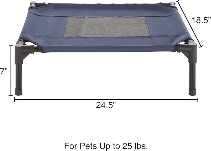 Elevated Dog Bed - 24.5x18.5-Inch Portable Pet Bed with Non-Slip Feet - Indoor/Outdoor Dog Cot or Puppy Bed for Pets up to 25lbs by PETMAKER (Blue)